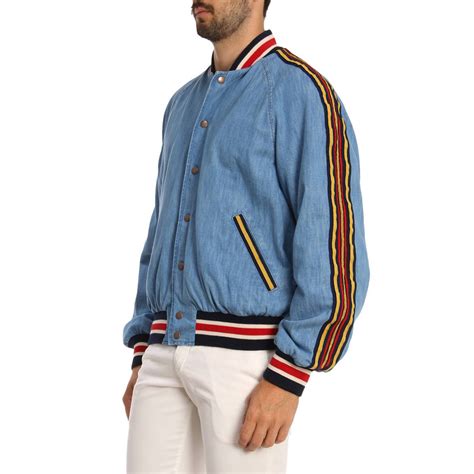 gucci men's bomber jacket|gucci men's denim trucker jacket.